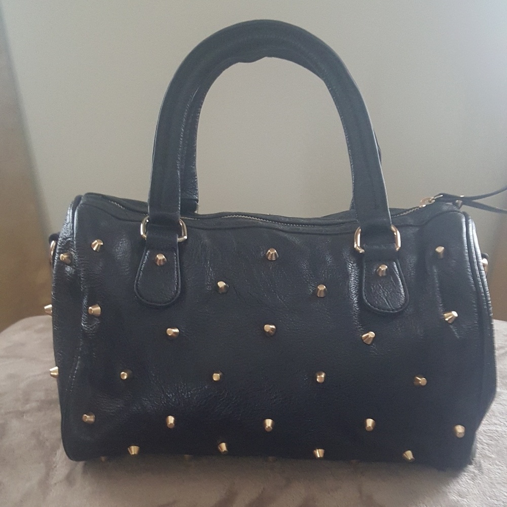 Forever 21 Black Gold Studded Satchel